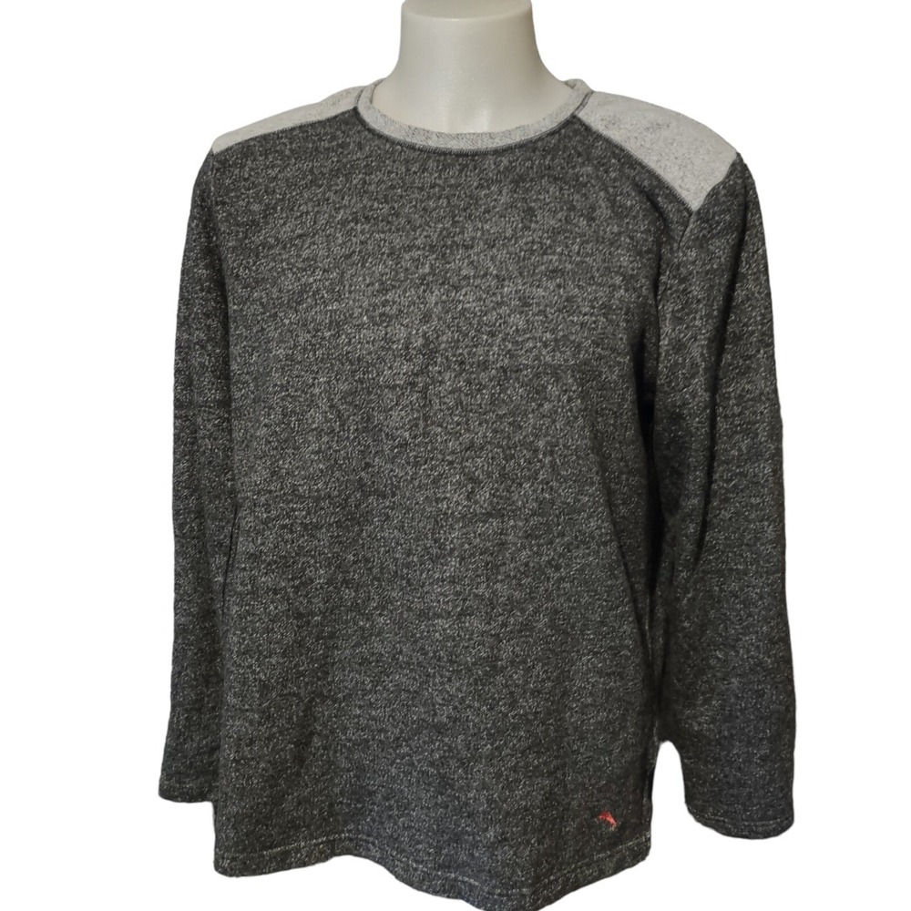 Tommy Bahama Sweatshirt Mens XL Gray Pullover Marled Knit Coastal Relaxed Fit